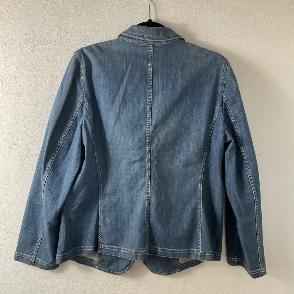 J Jill Stretch Blue Jean Jacket Blazer Sz M - Picture 2 of 4